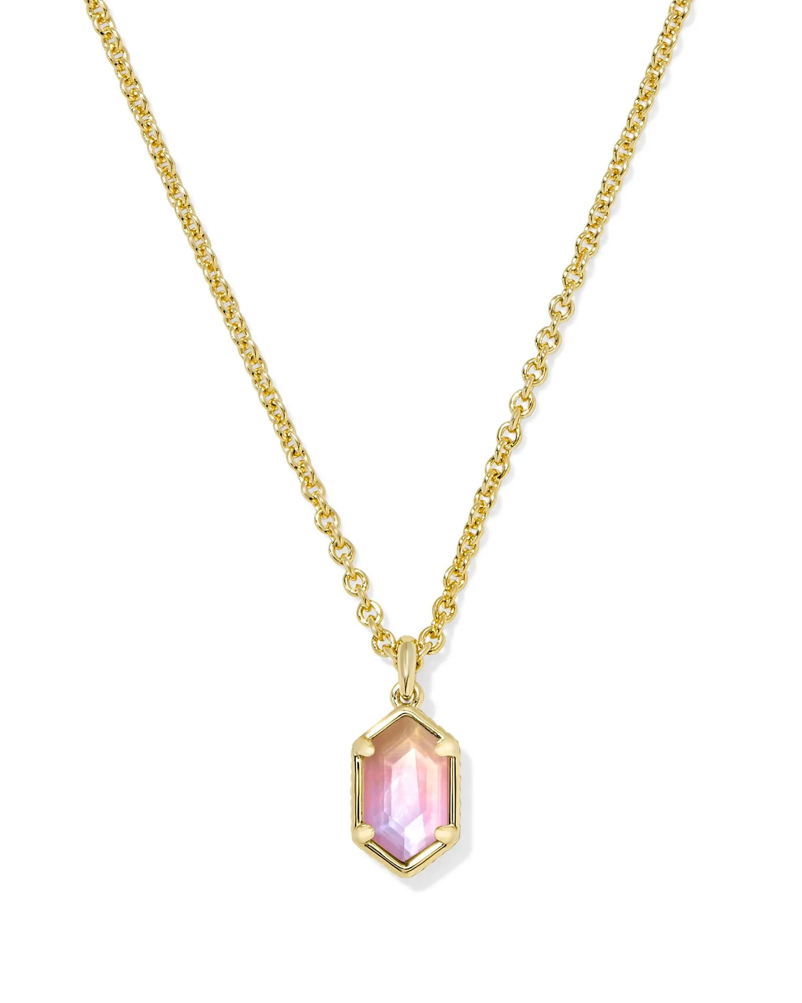 Kendra Scott Hallie Short Pendant Necklace - Gold/Sunrise Watercolor Illusion