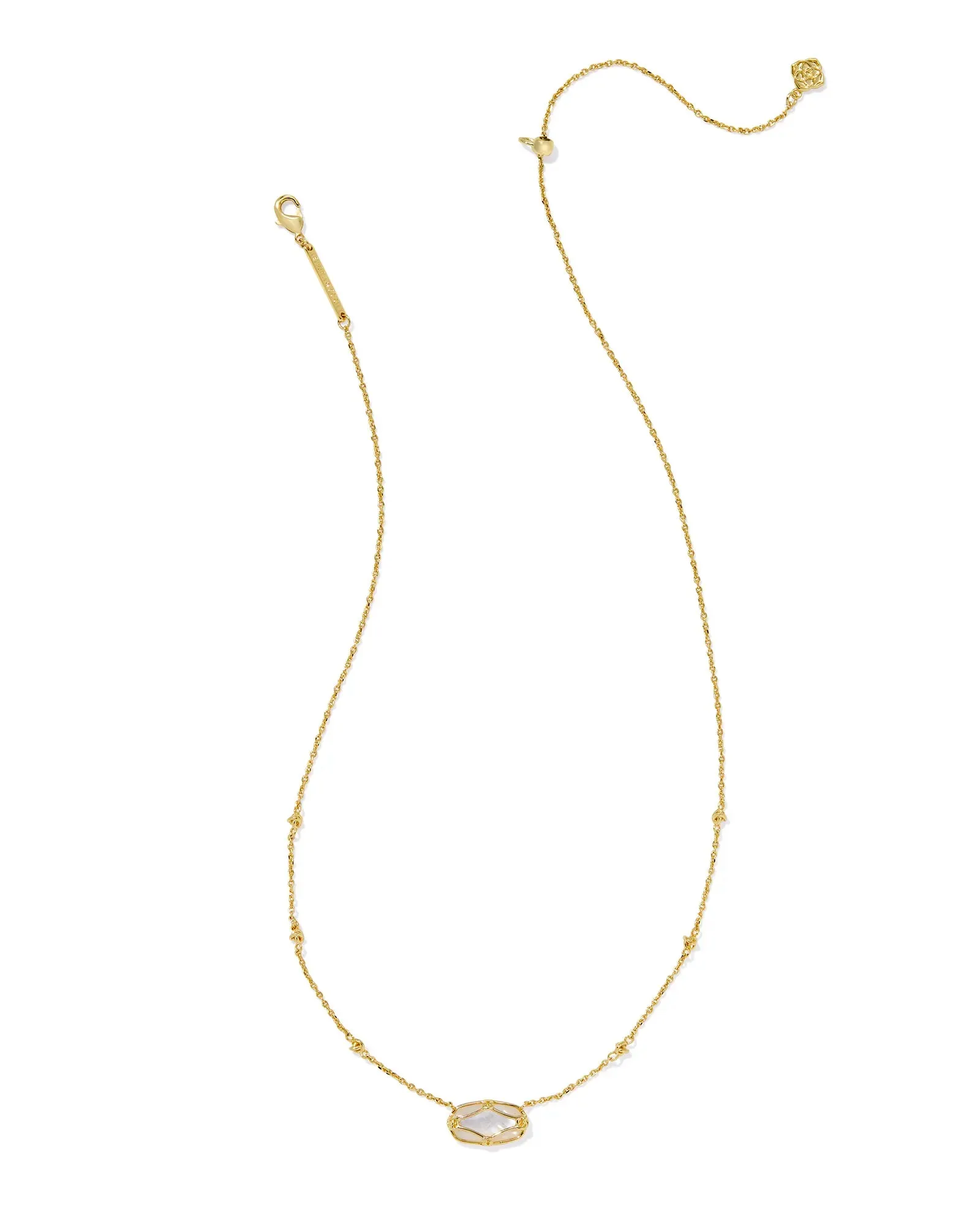 Kendra Scott Ivory Elisa Lattice Frame Gold Short Pendant Necklace