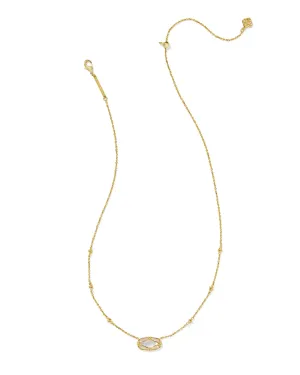 Kendra Scott Ivory Elisa Lattice Frame Gold Short Pendant Necklace