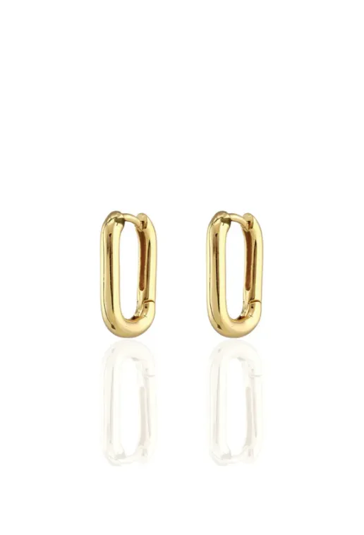 Kris Nations Oval Huggie Hoop Earrings - Gold
