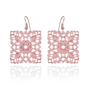 Lacey Square Rose Gold Earrings