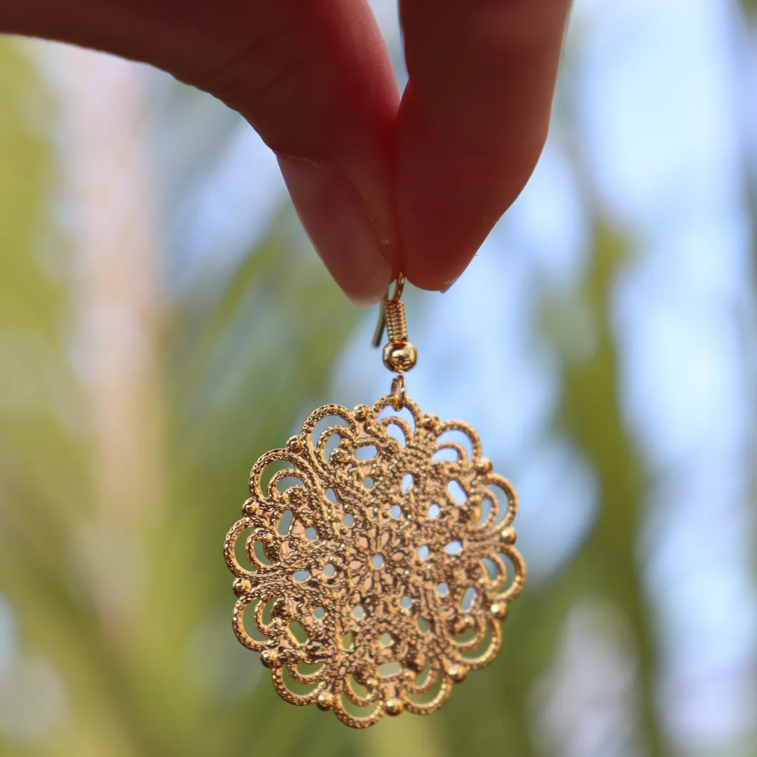 Lacey Yellow Gold Earrings