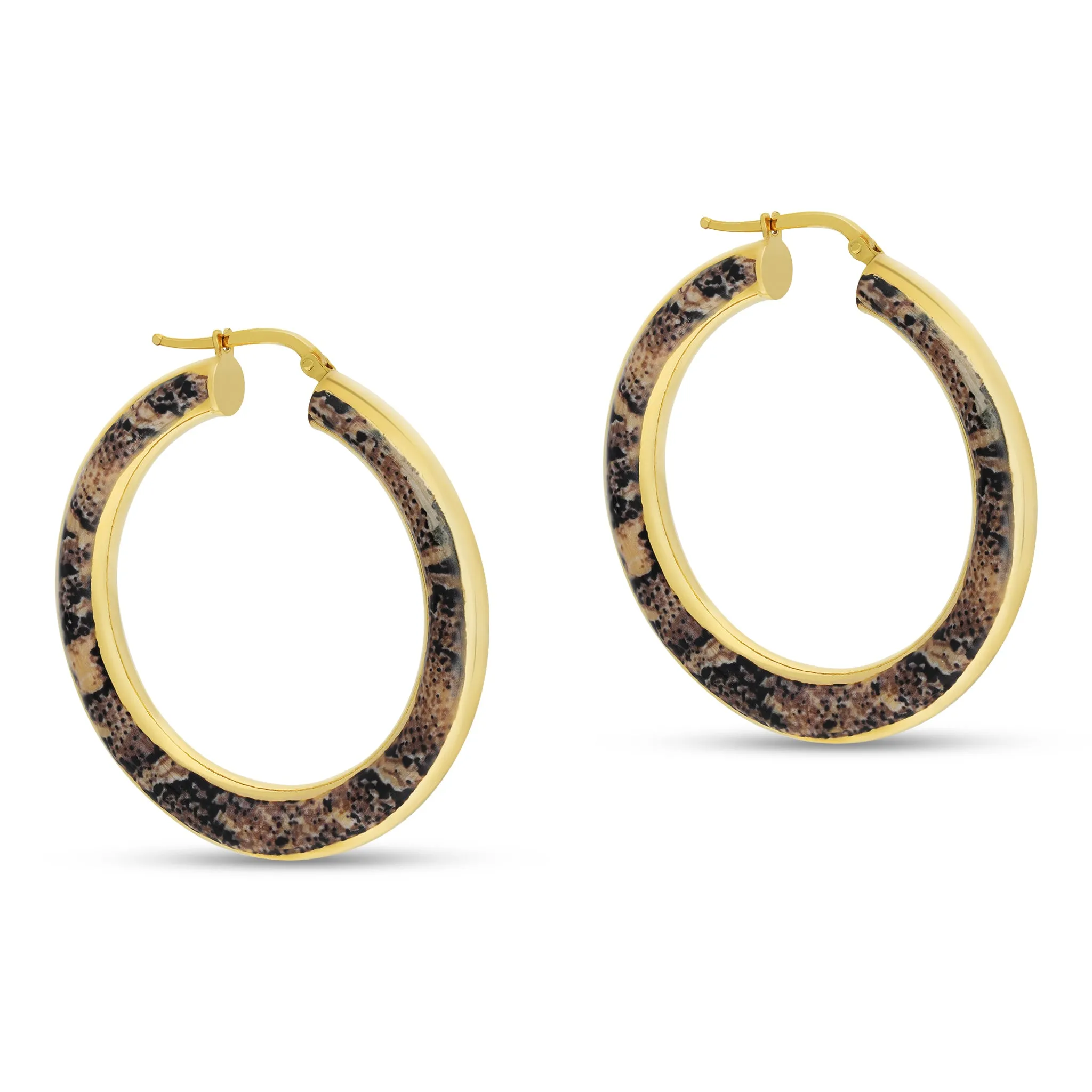 Large Tapered Hoop with Enamel Earrings