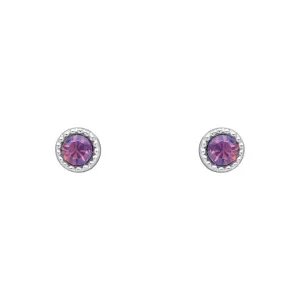 Laura Ashley Stippled Purple Crystal Stud Earrings Silver Plated