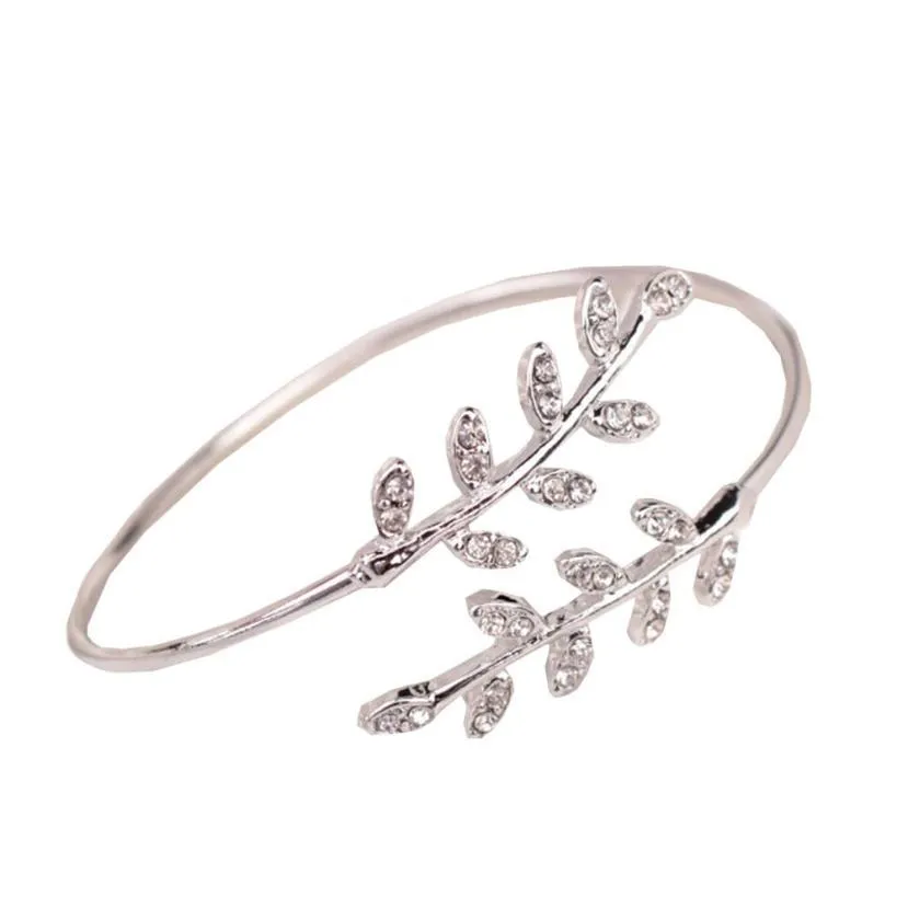 Leaf Cuff Charm Open Bracelet Bangle