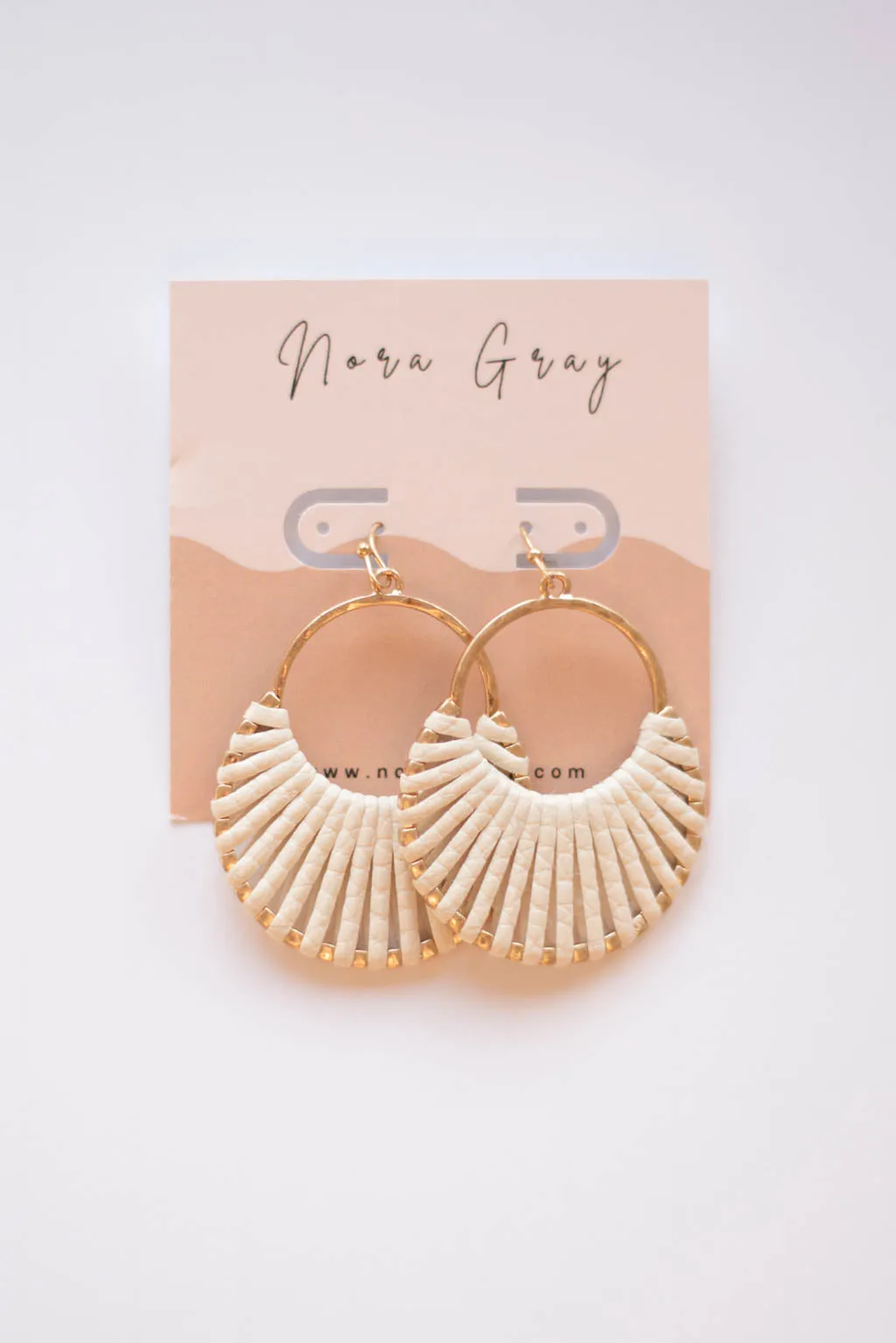 Leather Fan Wrapped Dangle Earrings
