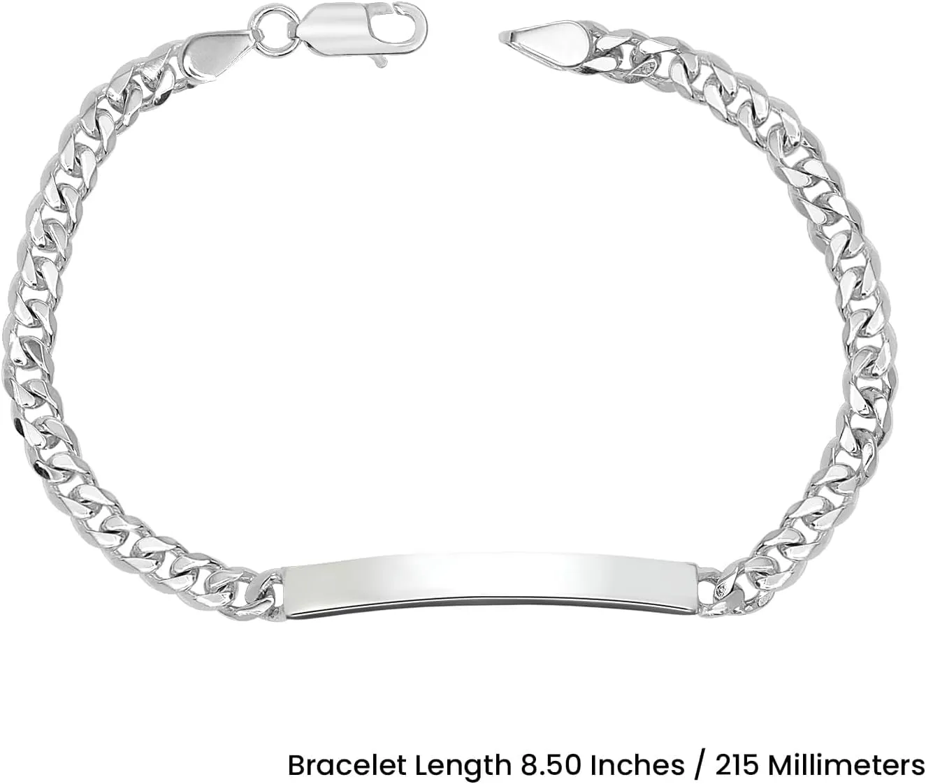 LeCalla Solid Real 925 Sterling Silver Classic Men's Link Bracelets | Italian Silver Bracelets for Men | Handmade Classic Design Chain Bracelet for Men 8, 8.5 Inches, Made in Italy