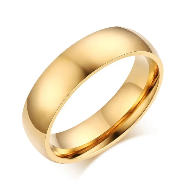LETAPI 2019 New Fashion Gold color Stainless Steel Wedding Bands Shiny Crystal Ring for Female Male Jewelry 6mm Engagement Ring