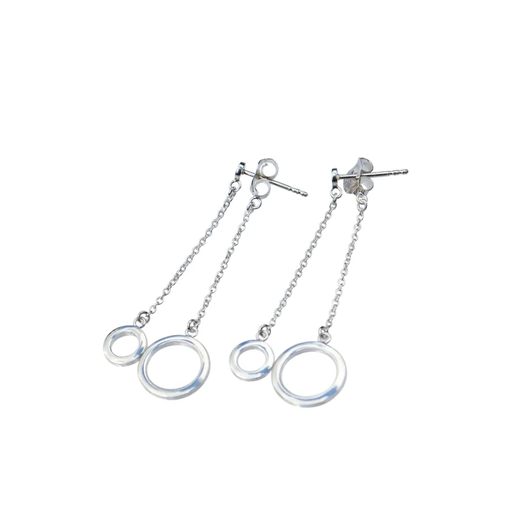 Liberte Double Circle Hanging Stud Earrings W/S