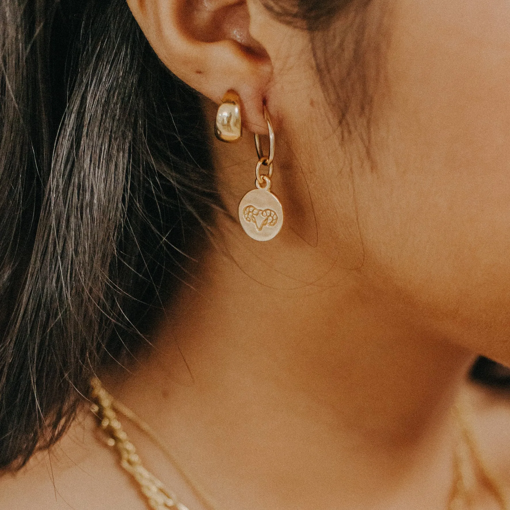 Libra Mini Zodiac Hoops - Gold