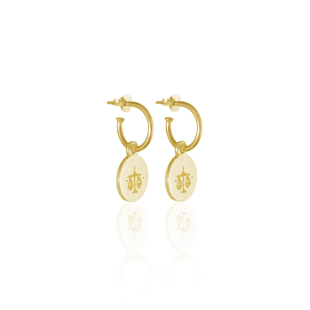 Libra Mini Zodiac Hoops - Gold