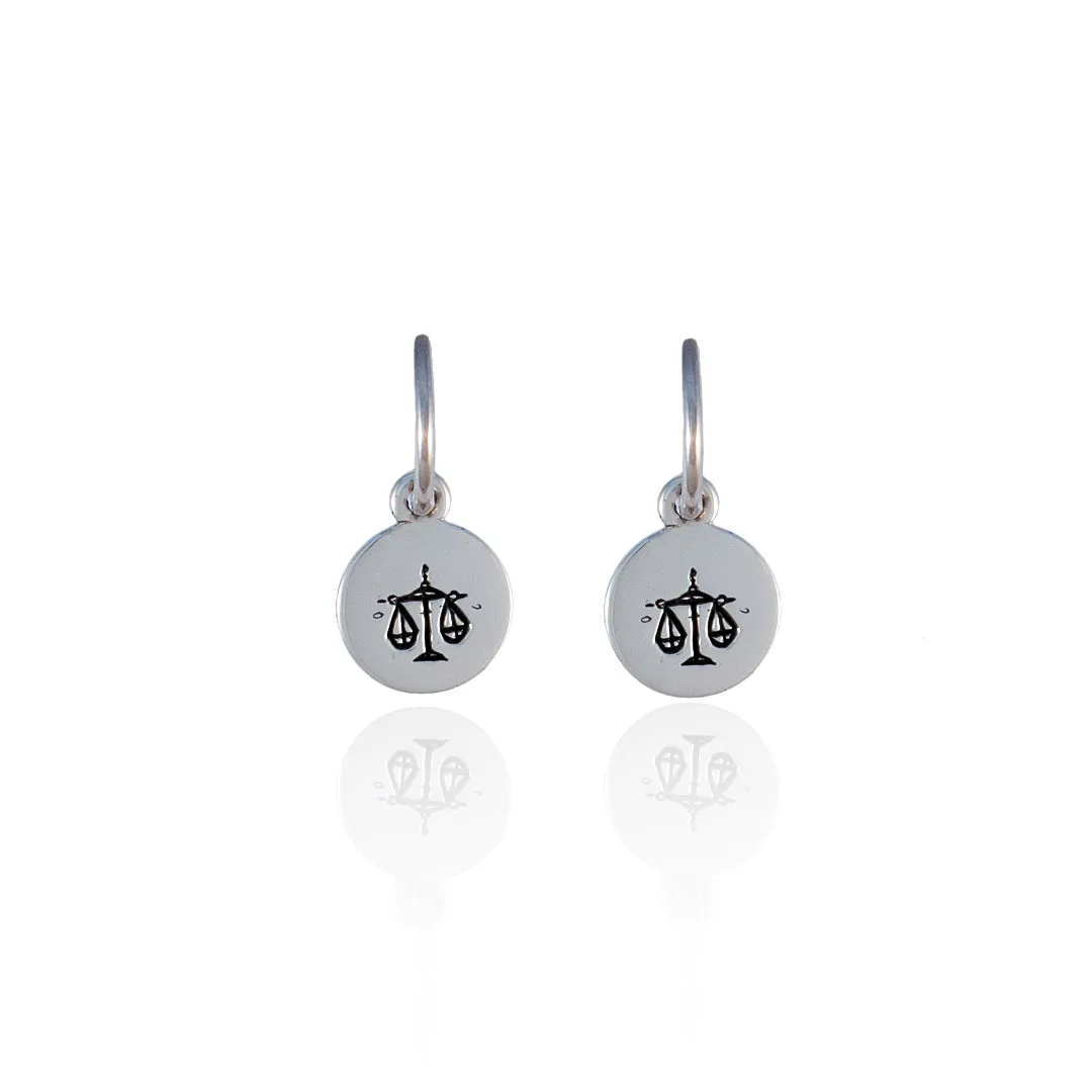 Libra Mini Zodiac Hoops - Silver