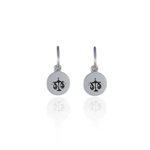 Libra Mini Zodiac Hoops - Silver