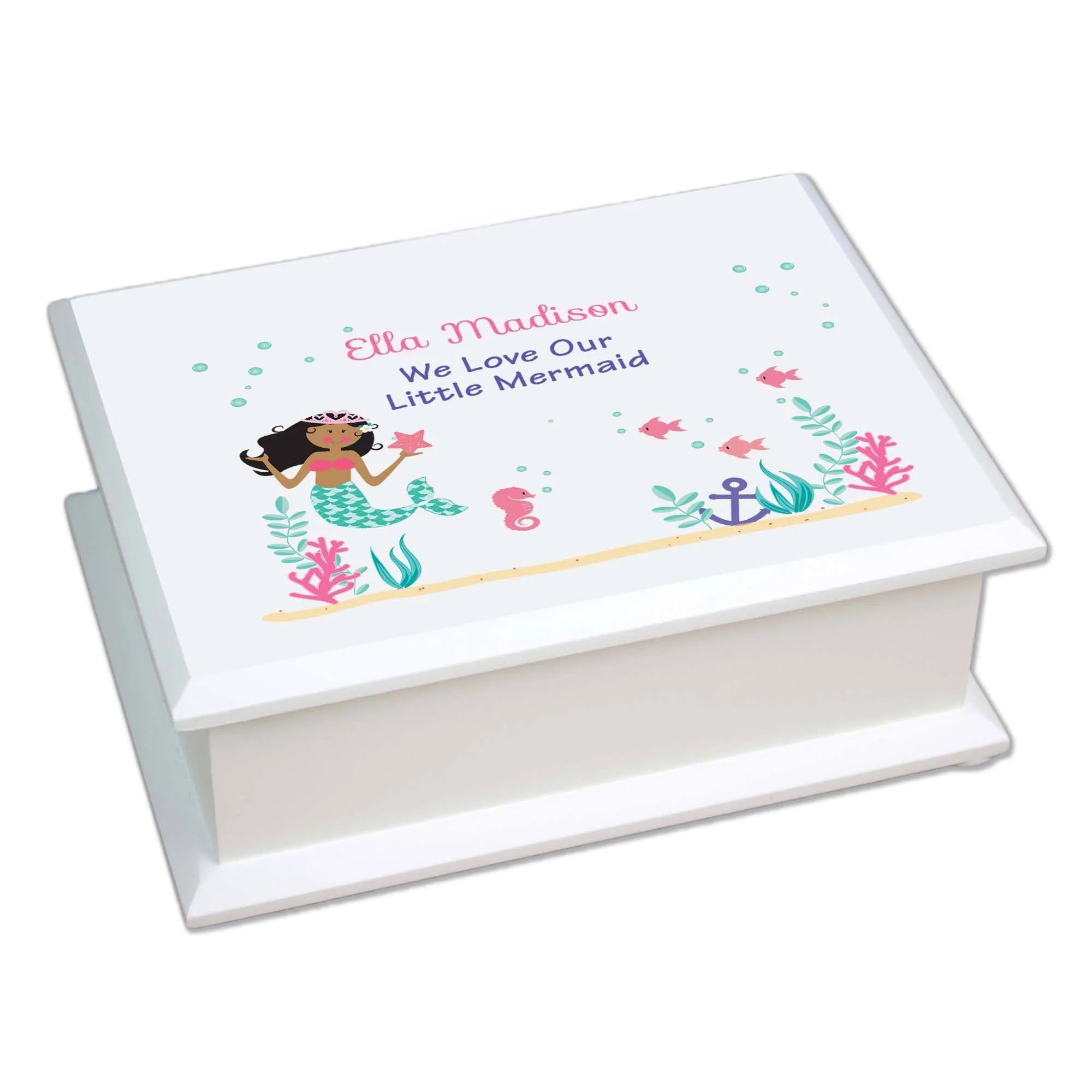 Lift Top Jewelry Box - Dark Skin/Hair Mermaid