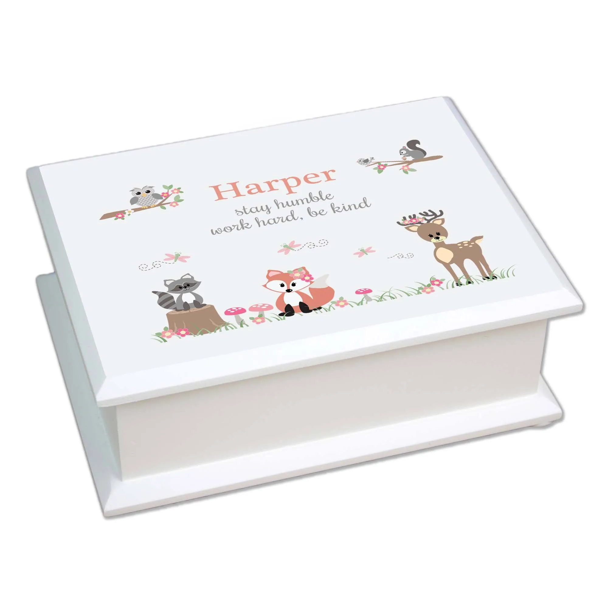 Lift Top Jewelry Box - Gray Woodland