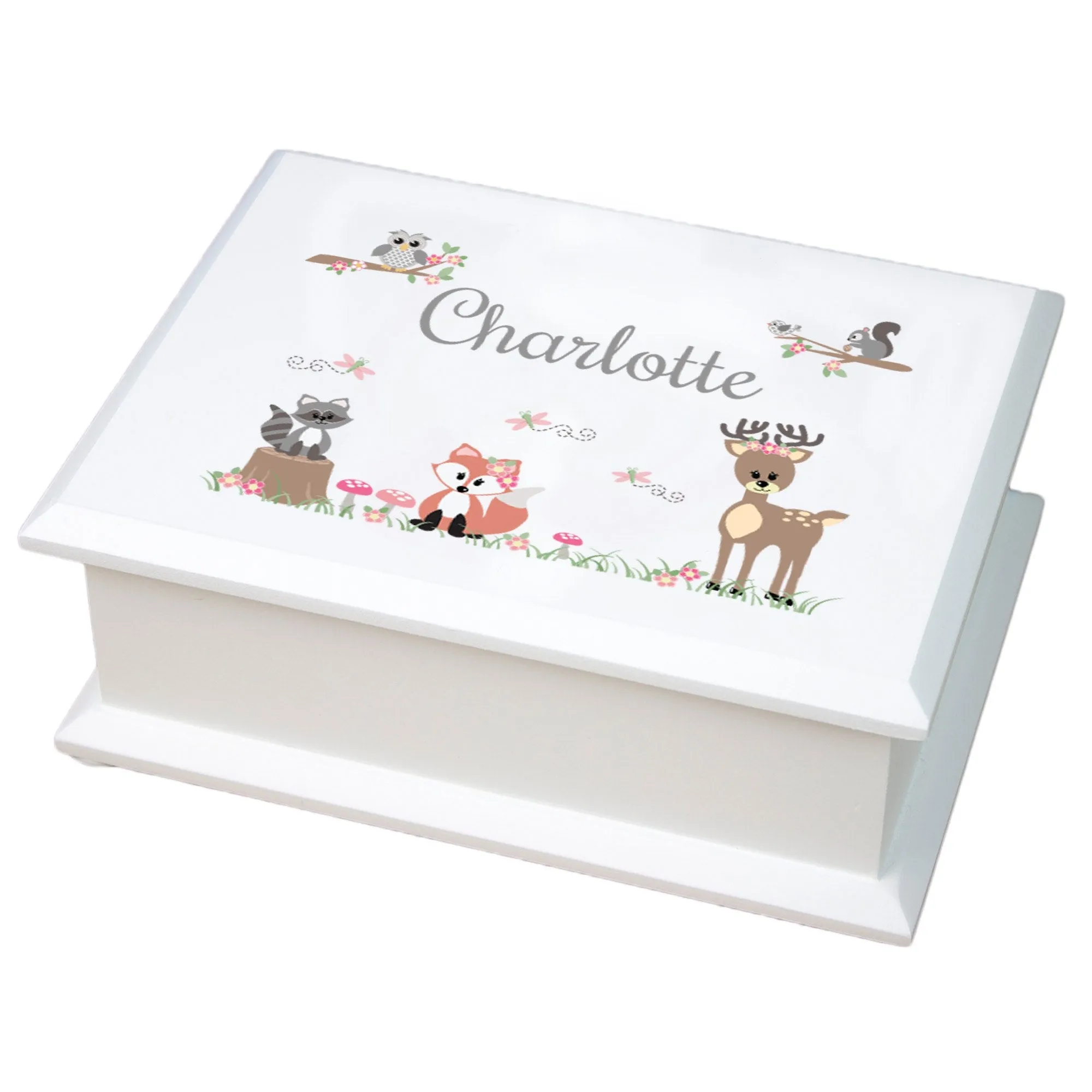 Lift Top Jewelry Box - Gray Woodland