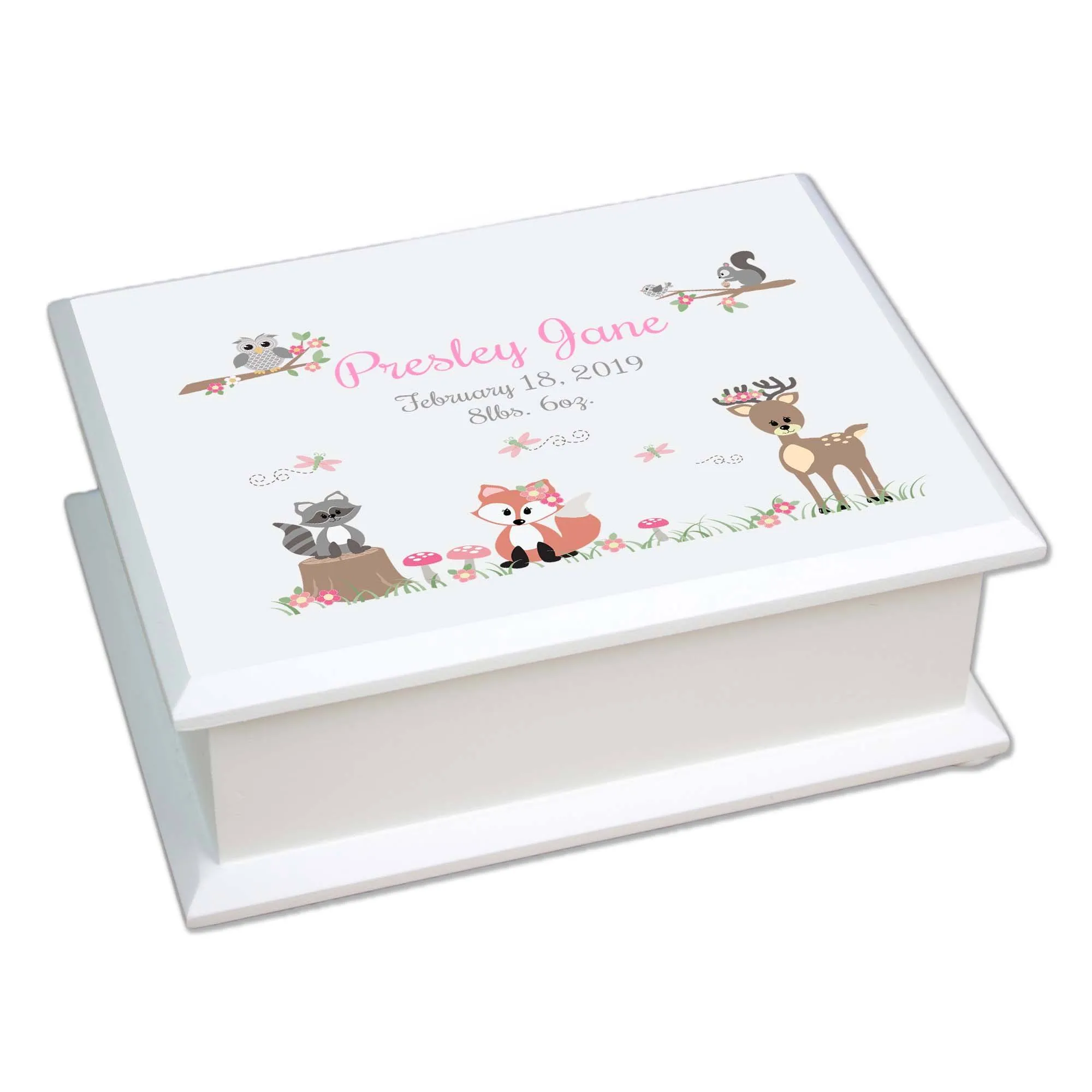 Lift Top Jewelry Box - Gray Woodland