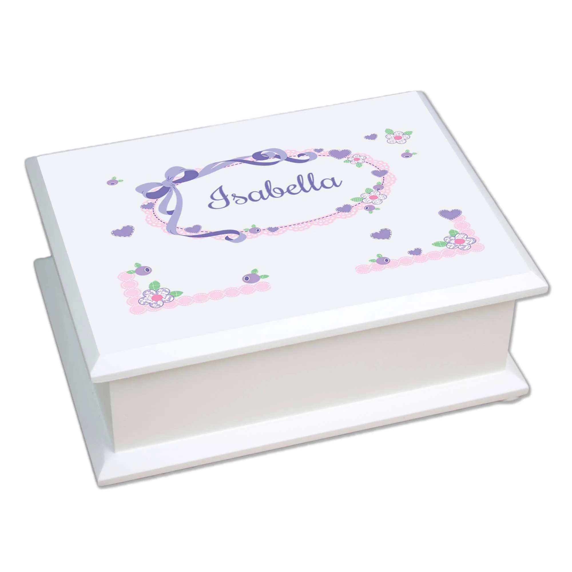 Lift Top Jewelry Box - Lacey Bow