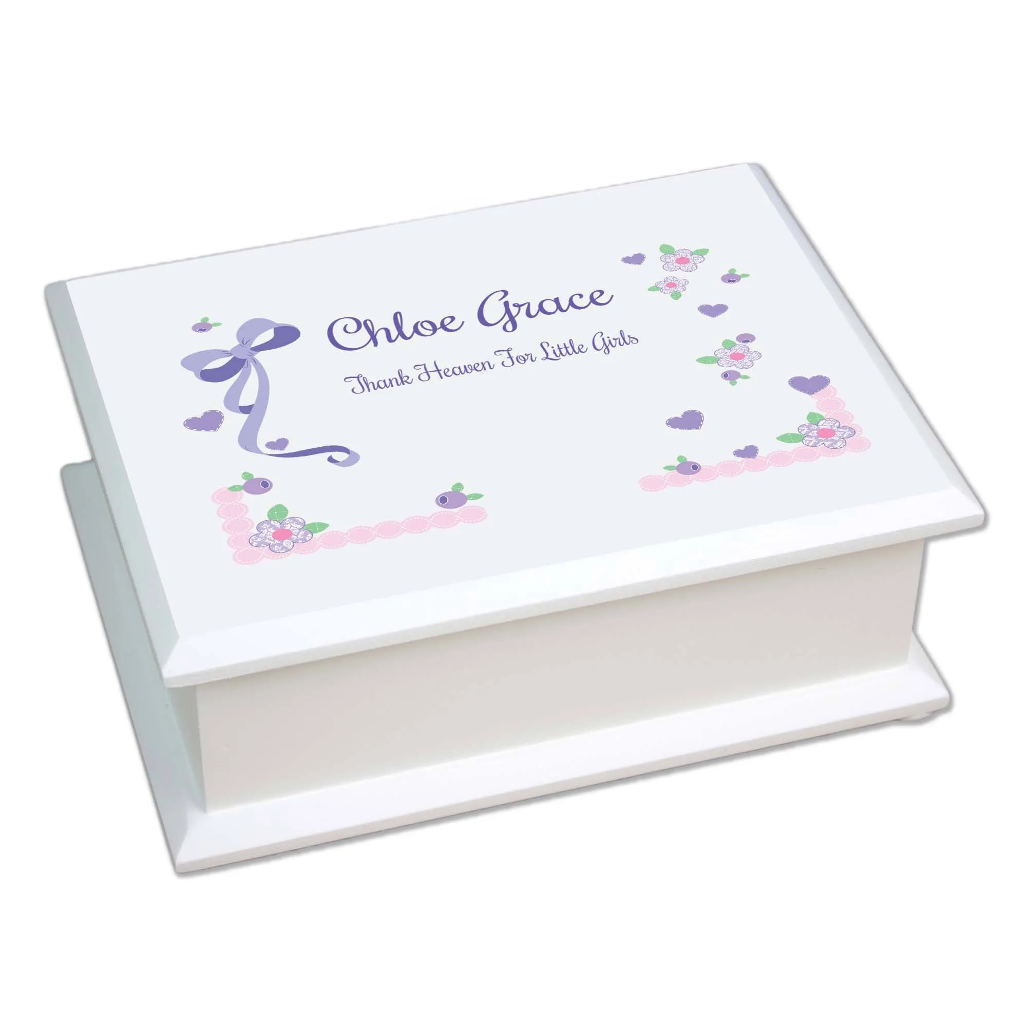 Lift Top Jewelry Box - Lacey Bow