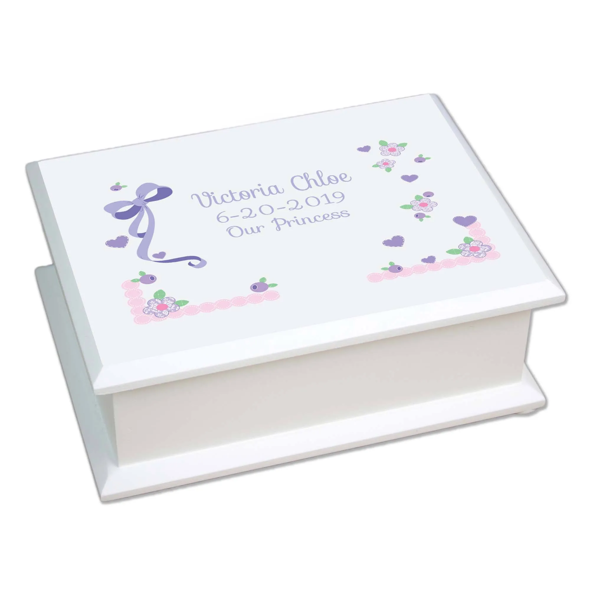 Lift Top Jewelry Box - Lacey Bow