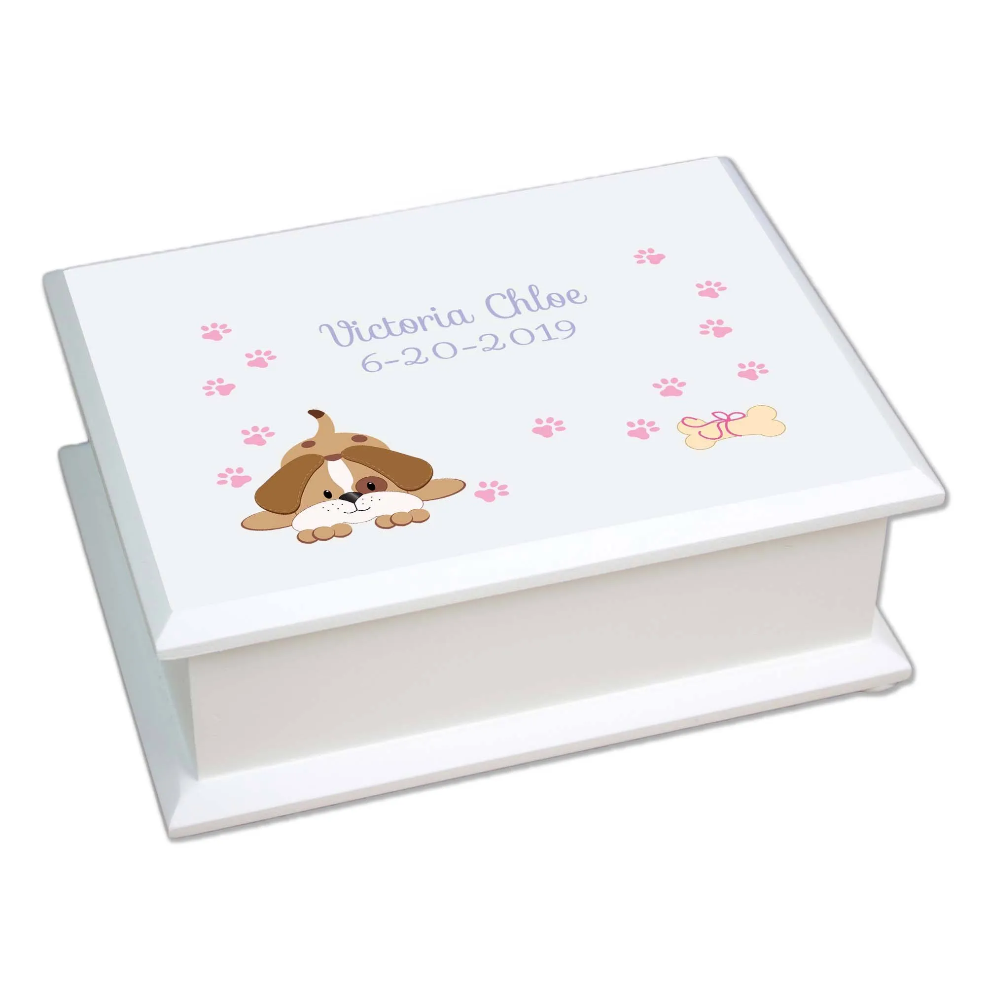 Lift Top Jewelry Box - Pink Puppy