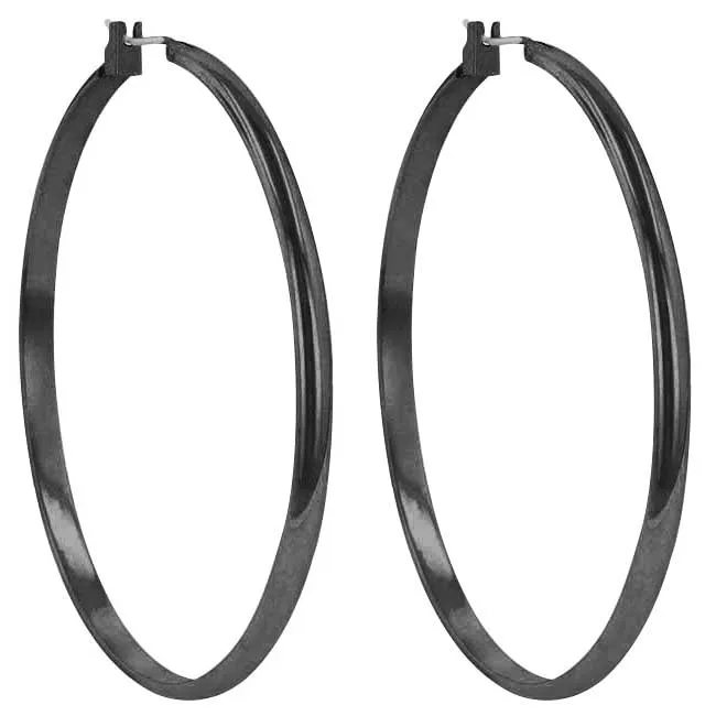 LOVCIA Elegant Black-Tone Hoop Earrings