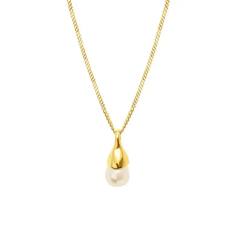 LOVCIA Women's Fashion Special-shaped Design Water Drop Imitation Baroque Pearl Necklace