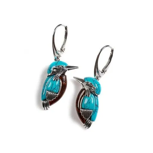 Lovely Little Blue Bird Drop Earrings for Women Elegant Girl Stylish