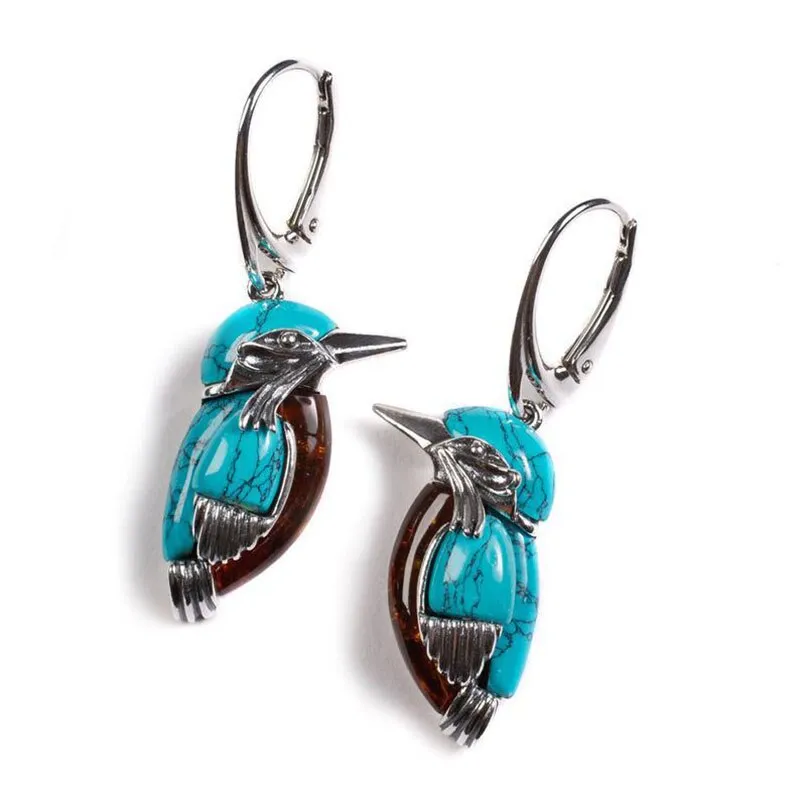 Lovely Little Blue Bird Drop Earrings for Women Elegant Girl Stylish