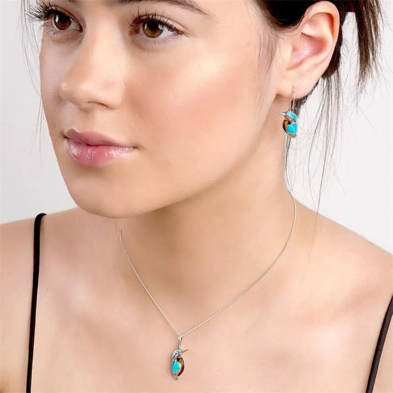 Lovely Little Blue Bird Drop Earrings for Women Elegant Girl Stylish