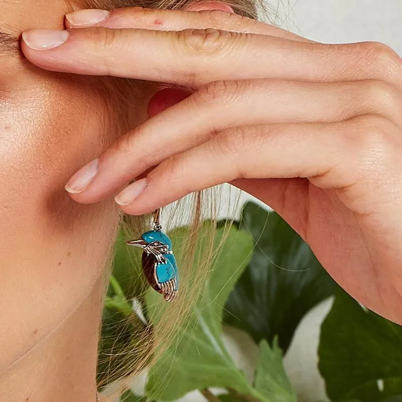 Lovely Little Blue Bird Drop Earrings for Women Elegant Girl Stylish