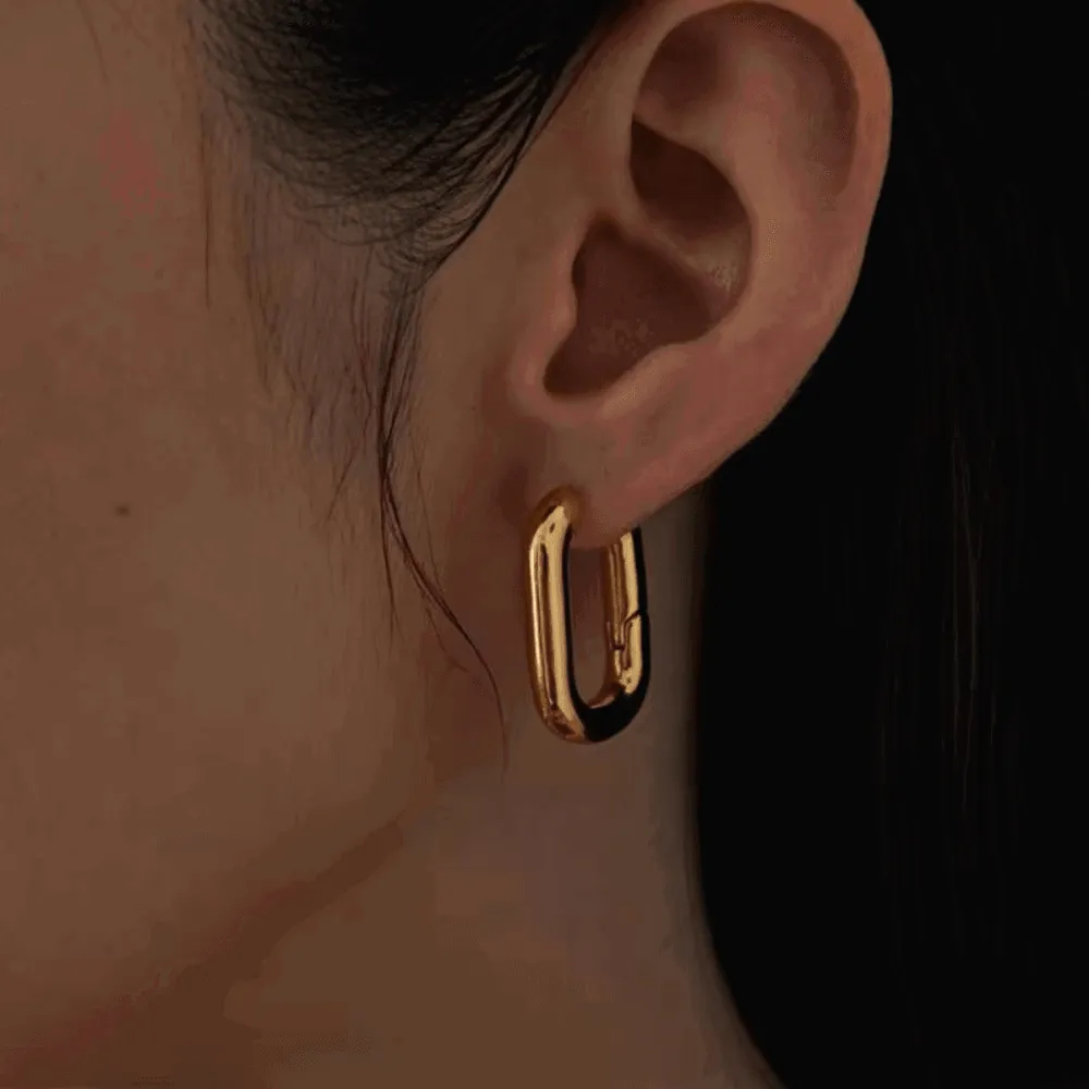 Lurienne Rectangle Hoop Earrings – Sleek & Stylish