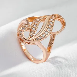 Luxury Fashion New Arrival 14K Rolled Rose Gold AAA Zircon Diamonds Big Ring - Fine Ethnic Wedding Jewellery