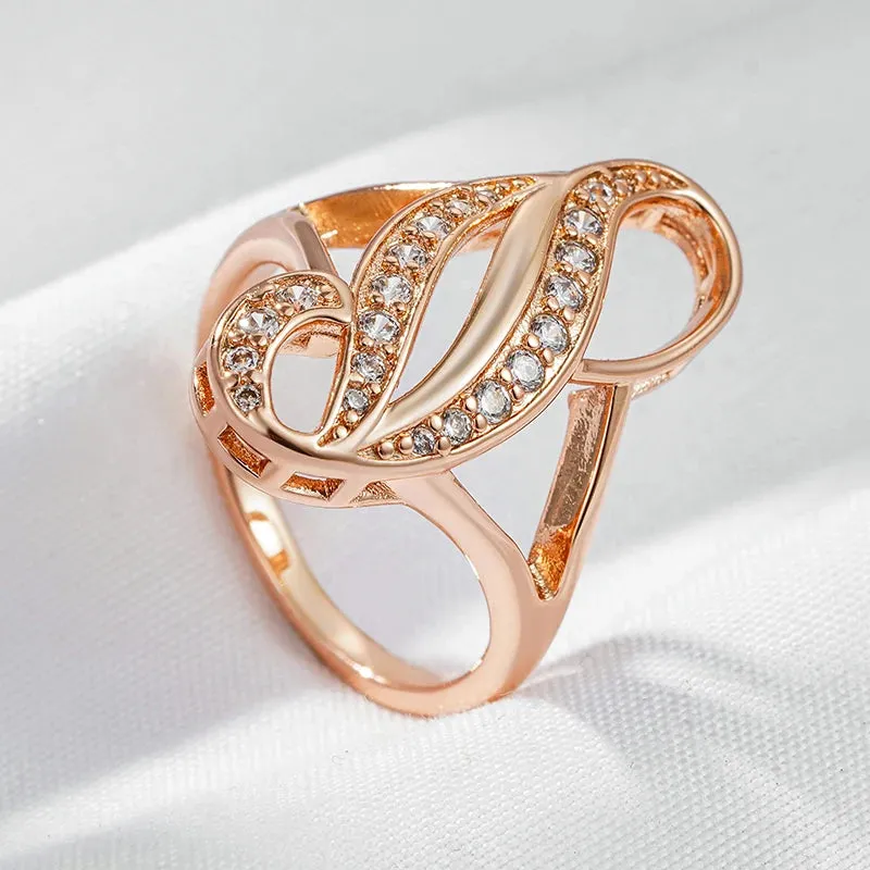 Luxury Fashion New Arrival 14K Rolled Rose Gold AAA Zircon Diamonds Big Ring - Fine Ethnic Wedding Jewellery