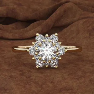 Luxury Female Snowflake Ring Fashion Yellow Rose Gold Color Crystal