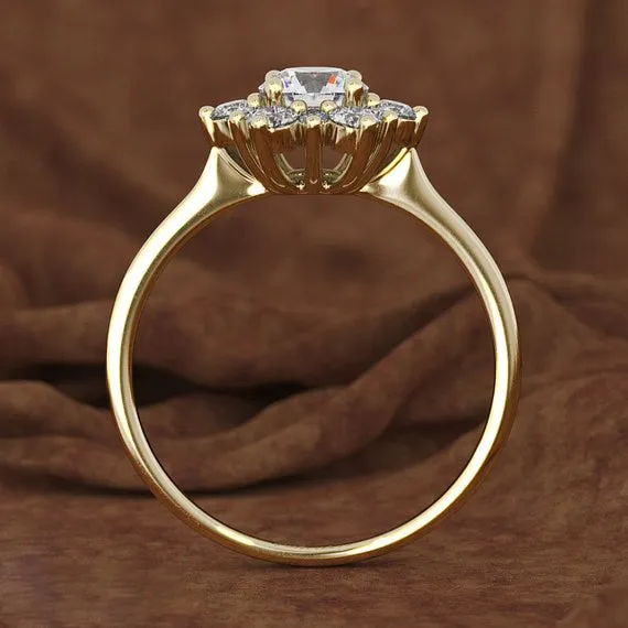 Luxury Female Snowflake Ring Fashion Yellow Rose Gold Color Crystal
