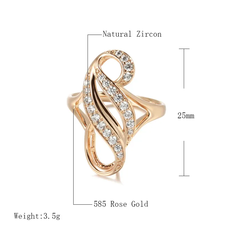 Luxury Hollow Double Curve Geometric Paved Filled 14K Rose Gold AAA  ZirconDiamonds Rings - Vintage Jewelry