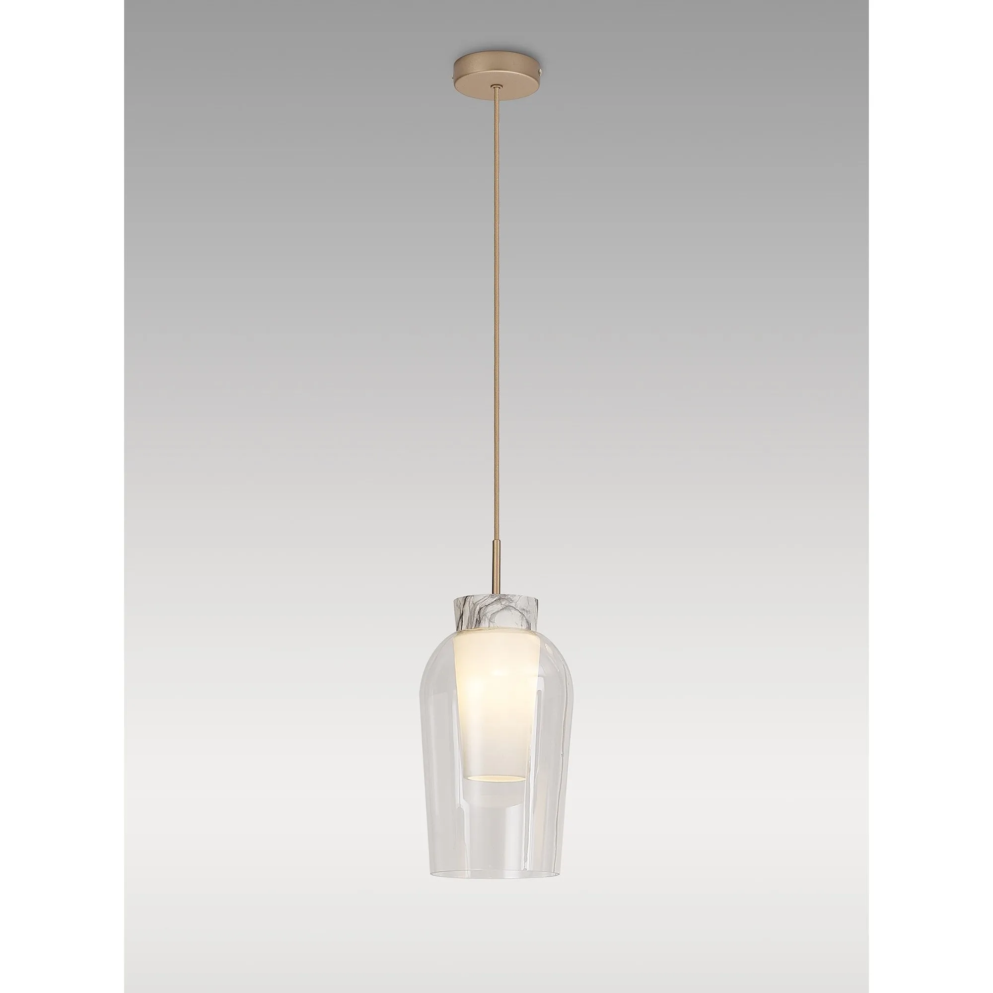 Mantra M8398 Nora Single Pendant Gold/White/Clear Glass With Frosted Inner