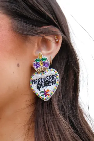 Mardi Gras Queen Beaded Earrings
