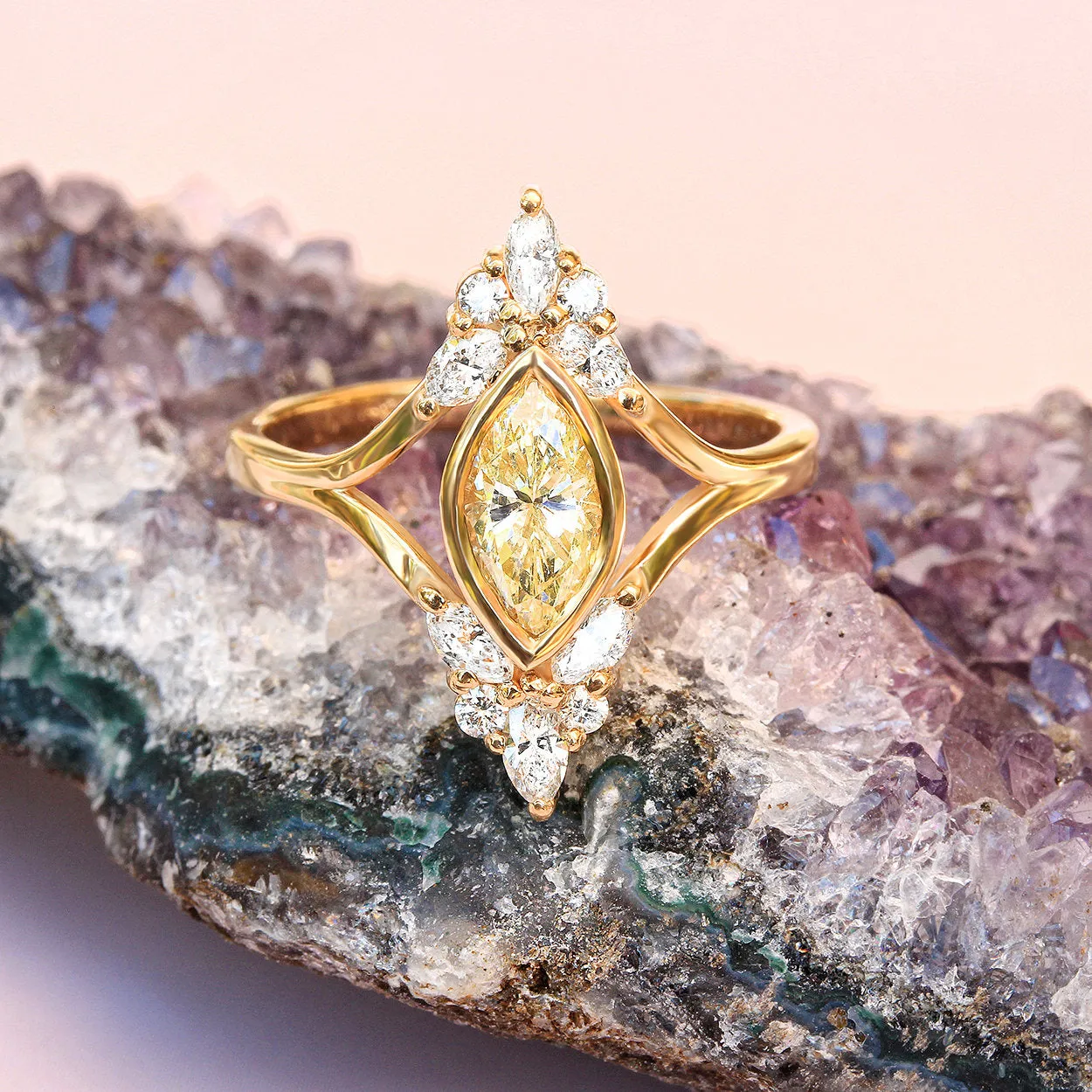 Marquise Diamond Unique Engagement Ring - "Audrey" ♥