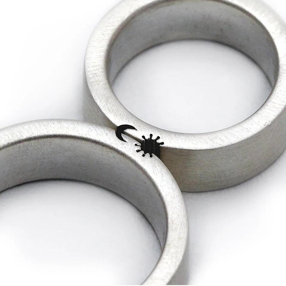Matching sun and moon rings