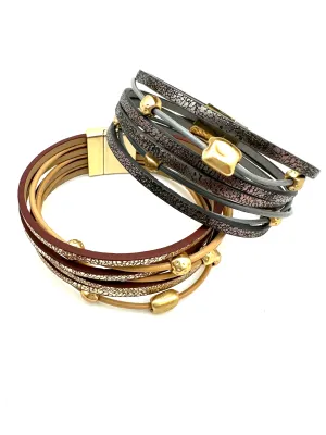 Matte Gold Ball Multistrand Bracelet