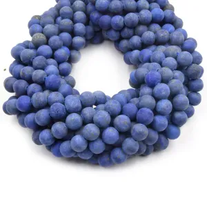 Matte Lapis Lazuli Beads - Natural Deep Blue Round Gemstone, 4mm to 14mm Sizes, 15" Strand