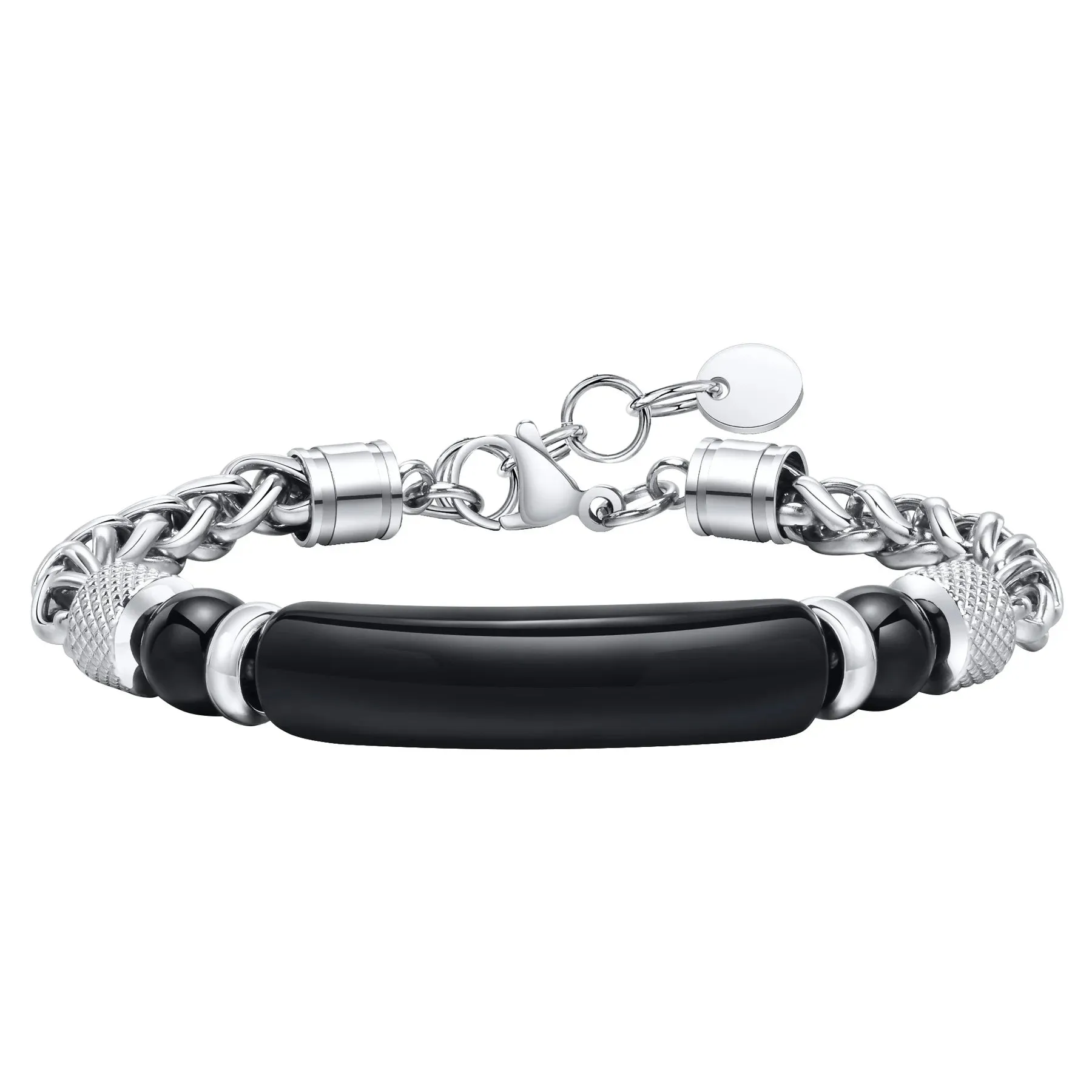 Mens Natural Stone Bracelets, Waterproof Stainless Steel Wheat Chain Wristband Gifts
