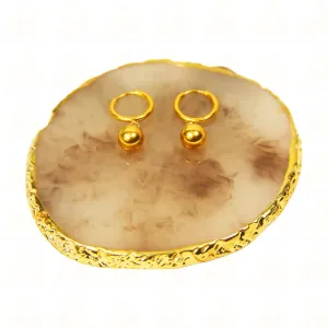 Minimalist Gold Ball Hoop Earrings.