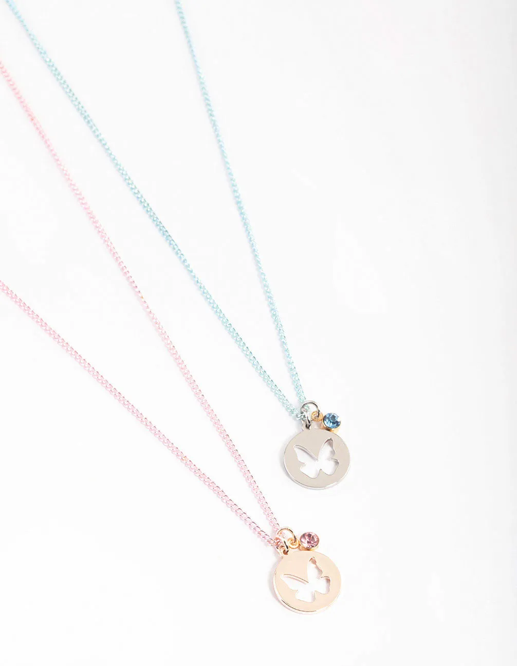 Mixed Metal Butterfly & Diamante Necklace Pack