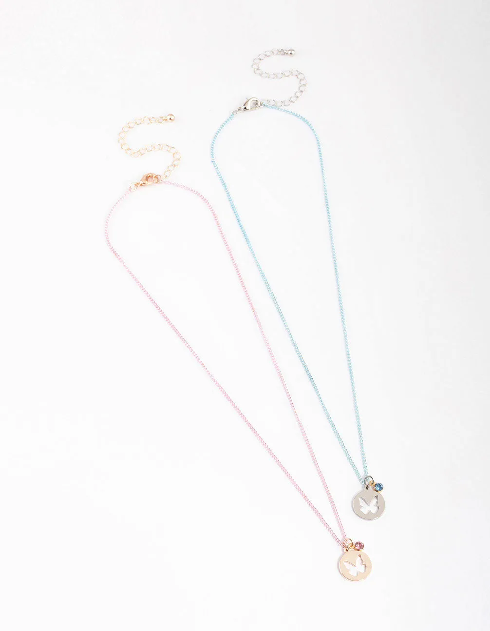 Mixed Metal Butterfly & Diamante Necklace Pack