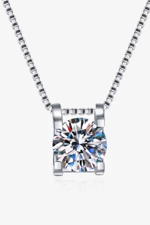 Modern 1 Carat Moissanite Pendant Sterling Silver Necklace
