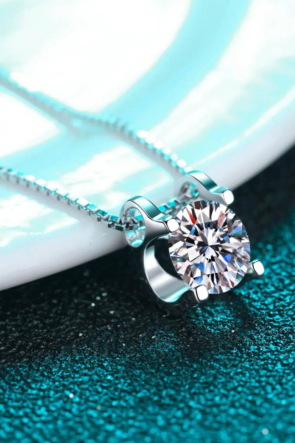 Modern 1 Carat Moissanite Pendant Sterling Silver Necklace