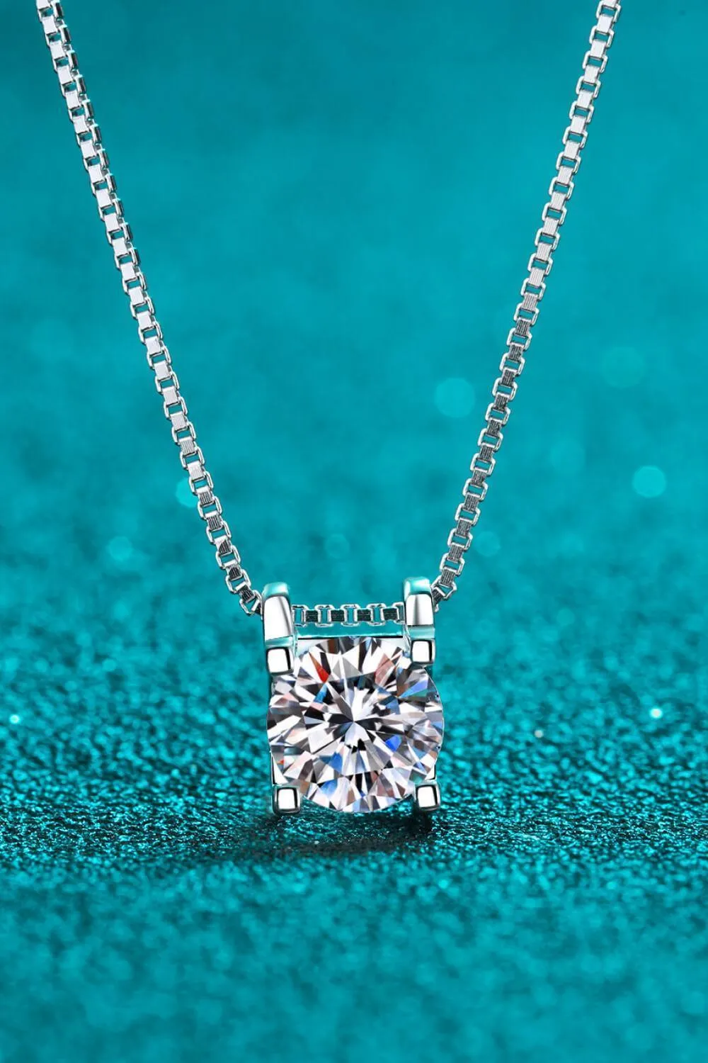 Modern 1 Carat Moissanite Pendant Sterling Silver Necklace